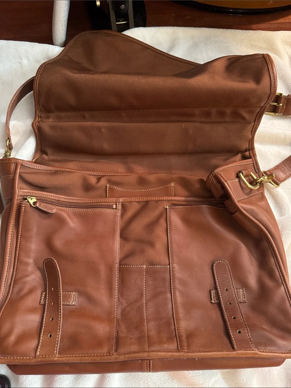 Coach Saddle Brown Leather Briefcase with Brass Hardware